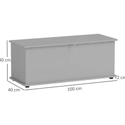 Coffre malle de rangement coffre à jouets dim. 100L x 40l x 40H cm panneaux particules gris