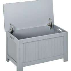 Coffre malle de rangement 81L x 40l x 46H cm MDF gris