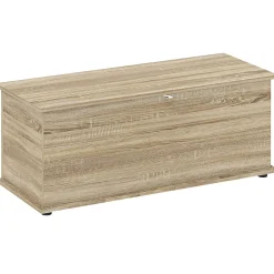 Coffre malle de rangement coffre à jouets dim. 100L x 40l x 40H cm panneaux particules bois chêne