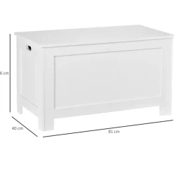 Coffre malle de rangement 81L x 40l x 46H cm MDF blanc