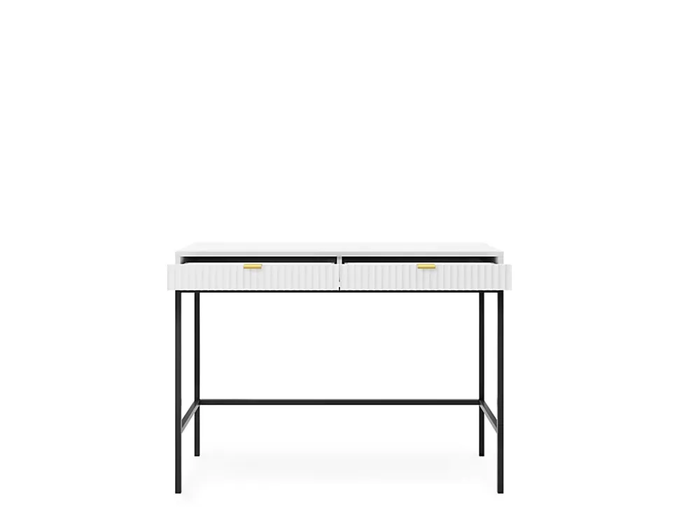 Coiffeuse : 2 tiroirs, blanc, noir, 104 x 78 x 50 cm