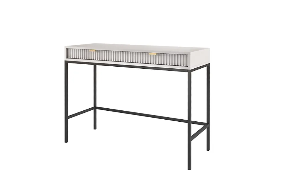 Coiffeuse : 2 tiroirs, gris, noir, 104 x 78 x 50 cm