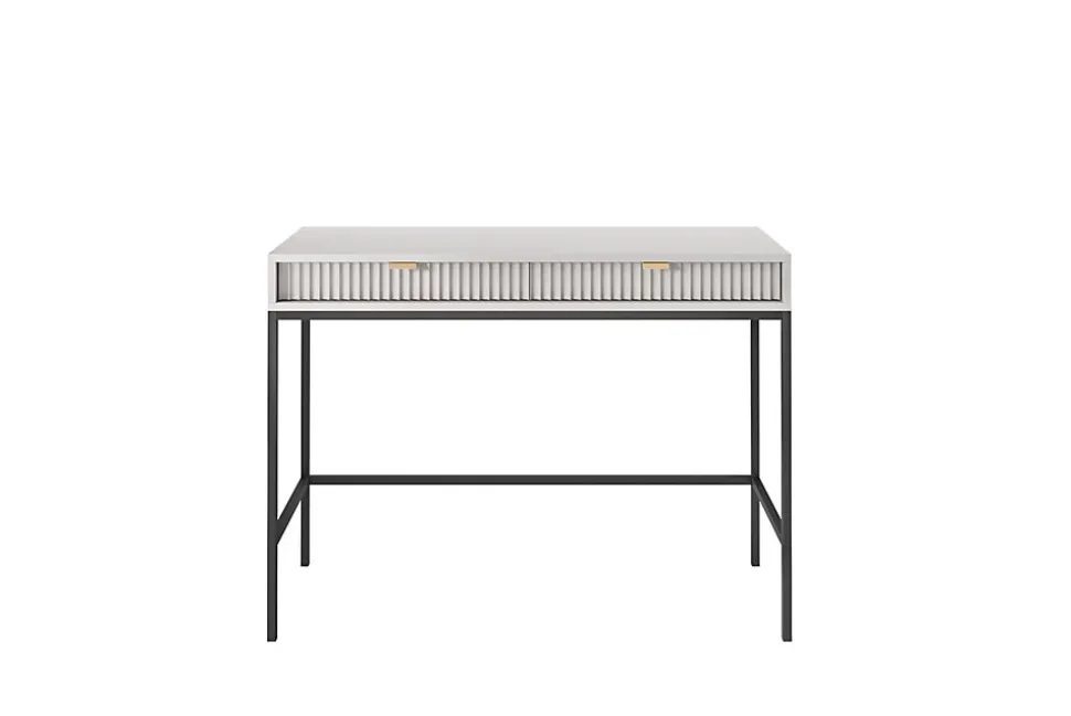 Coiffeuse : 2 tiroirs, gris, noir, 104 x 78 x 50 cm