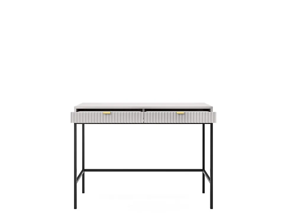 Coiffeuse : 2 tiroirs, gris, noir, 104 x 78 x 50 cm