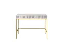 Coiffeuse : 2 tiroirs, gris, or, 104 x 78 x 50 cm