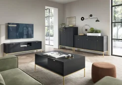 Coiffeuse : 2 tiroirs, noir, or, 104 x 78 x 50 cm