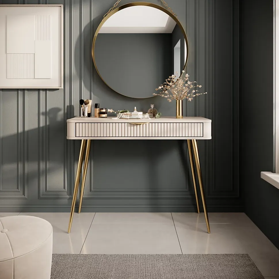 Coiffeuse : Beige, 100 x 38 x 78 cm
