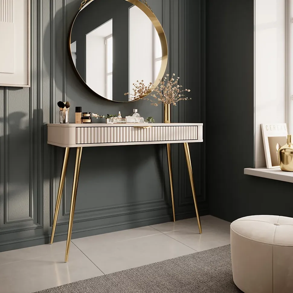 Coiffeuse : Beige, 100 x 38 x 78 cm