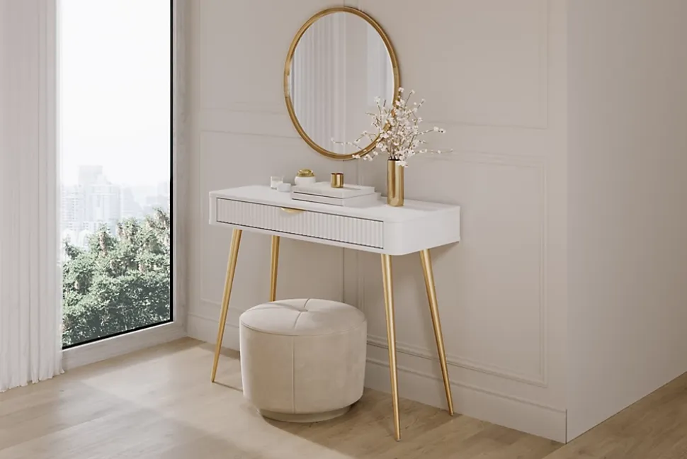 Coiffeuse : Blanc, 100 x 38 x 78 cm