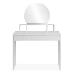 Coiffeuse 1 miroir arrondi, 3 niches supérieures et 1 grand tiroir L100cm - IMAGE
