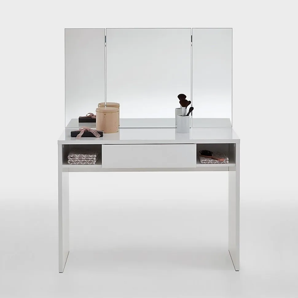 Coiffeuse 1 Tiroir 2 Niches avec Miroir - Schminki