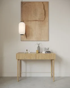 Coiffeuse 1 tiroir sur pied chêne huilé 110 cm NOLIE