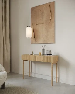 Coiffeuse 1 tiroir sur pied chêne huilé 110 cm NOLIE