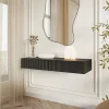 Coiffeuse 1 tiroir suspendue noire 110 cm VELDIO