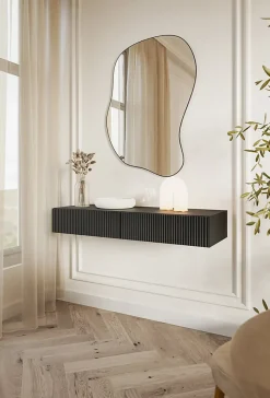 Coiffeuse 1 tiroir suspendue noire 110 cm VELDIO