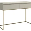 Coiffeuse 2 tiroirs beige gris pieds dorés BEMMI