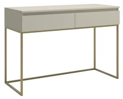Coiffeuse 2 tiroirs beige gris pieds dorés BEMMI