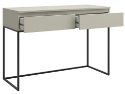 Coiffeuse 2 tiroirs beige gris pieds noirs BEMMI