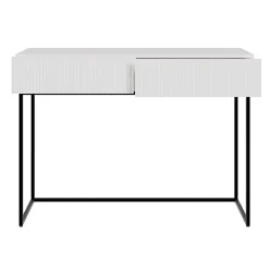 Coiffeuse 2 tiroirs blanche pieds noirs 110 cm VELDIO