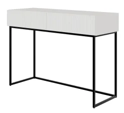 Coiffeuse 2 tiroirs blanche pieds noirs 110 cm VELDIO