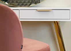 Coiffeuse 2 tiroirs blanche 112 cm OVAL