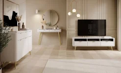 Coiffeuse 2 tiroirs blanche 112 cm OVAL