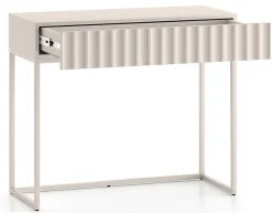 Coiffeuse 2 tiroirs façades cannelées beige clair 91 cm DERRIVA