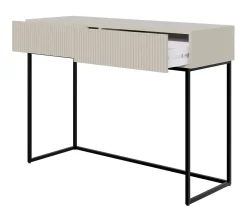 Coiffeuse 2 tiroirs grège pieds noirs 110 cm VELDIO
