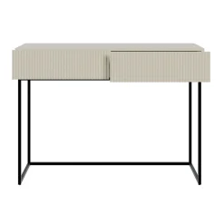 Coiffeuse 2 tiroirs grège pieds noirs 110 cm VELDIO