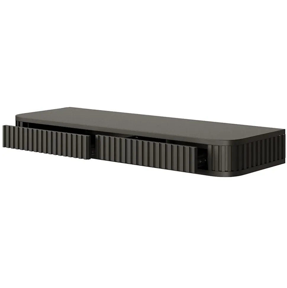Coiffeuse 2 tiroirs suspendue noire 113 cm OVARLO
