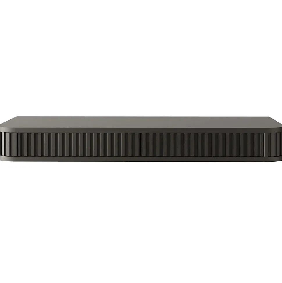 Coiffeuse 2 tiroirs suspendue noire 113 cm OVARLO