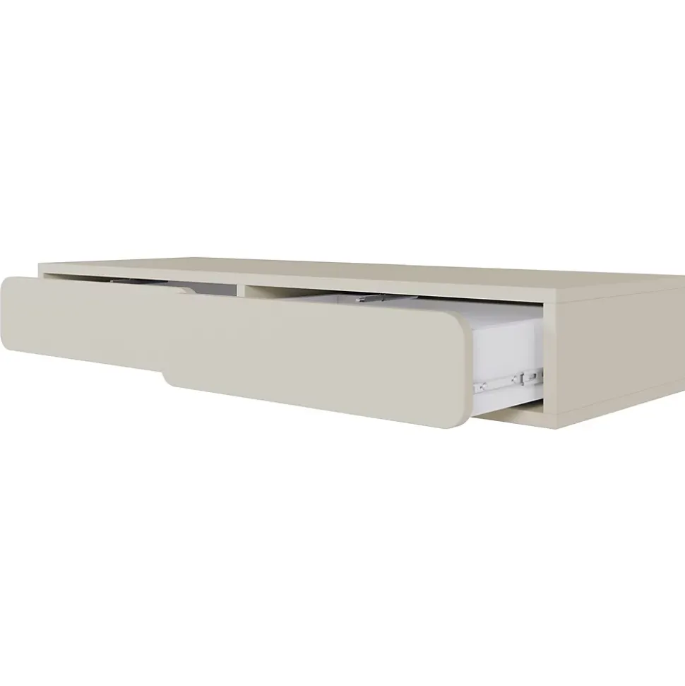 Coiffeuse 2 tiroirs suspendue grège 110 cm WUWU