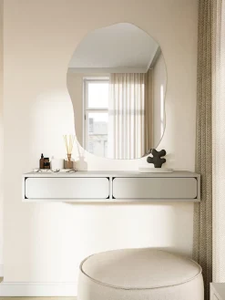 Coiffeuse 2 tiroirs suspendue grège 110 cm WUWU