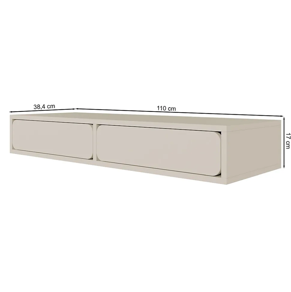 Coiffeuse 2 tiroirs suspendue grège 110 cm WUWU