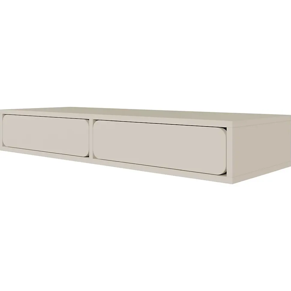 Coiffeuse 2 tiroirs suspendue grège 110 cm WUWU