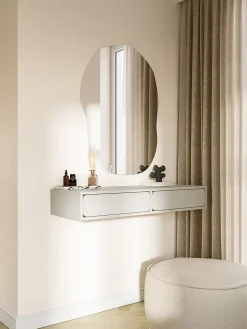 Coiffeuse 2 tiroirs suspendue grège 110 cm WUWU