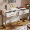 Coiffeuse avec 2 Tiroirs et Pieds en Métal, design Moderne en Panneau de Particules, Dimensions 100 x 45 x 75 cm - Blanc
