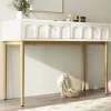 Coiffeuse avec 2 Tiroirs pour Chambre, Pieds en Métal et Panneau de Particules, Dimensions 100 x 45 x 76,5 cm - Blanc Crème
