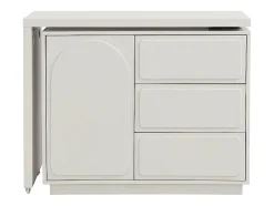 Coiffeuse avec angle pivotant - 3 tiroirs et 1 porte - MDF - Beige - VELANTO