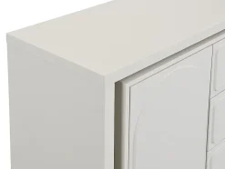 Coiffeuse avec angle pivotant - 3 tiroirs et 1 porte - MDF - Beige - VELANTO