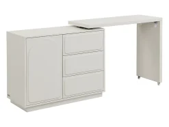 Coiffeuse avec angle pivotant - 3 tiroirs et 1 porte - MDF - Beige - VELANTO