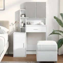 Coiffeuse avec armoire blanc 80x35x132 cm