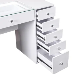 Coiffeuse avec éclairage LED Blanc 92 cm+ 6 Tiroir