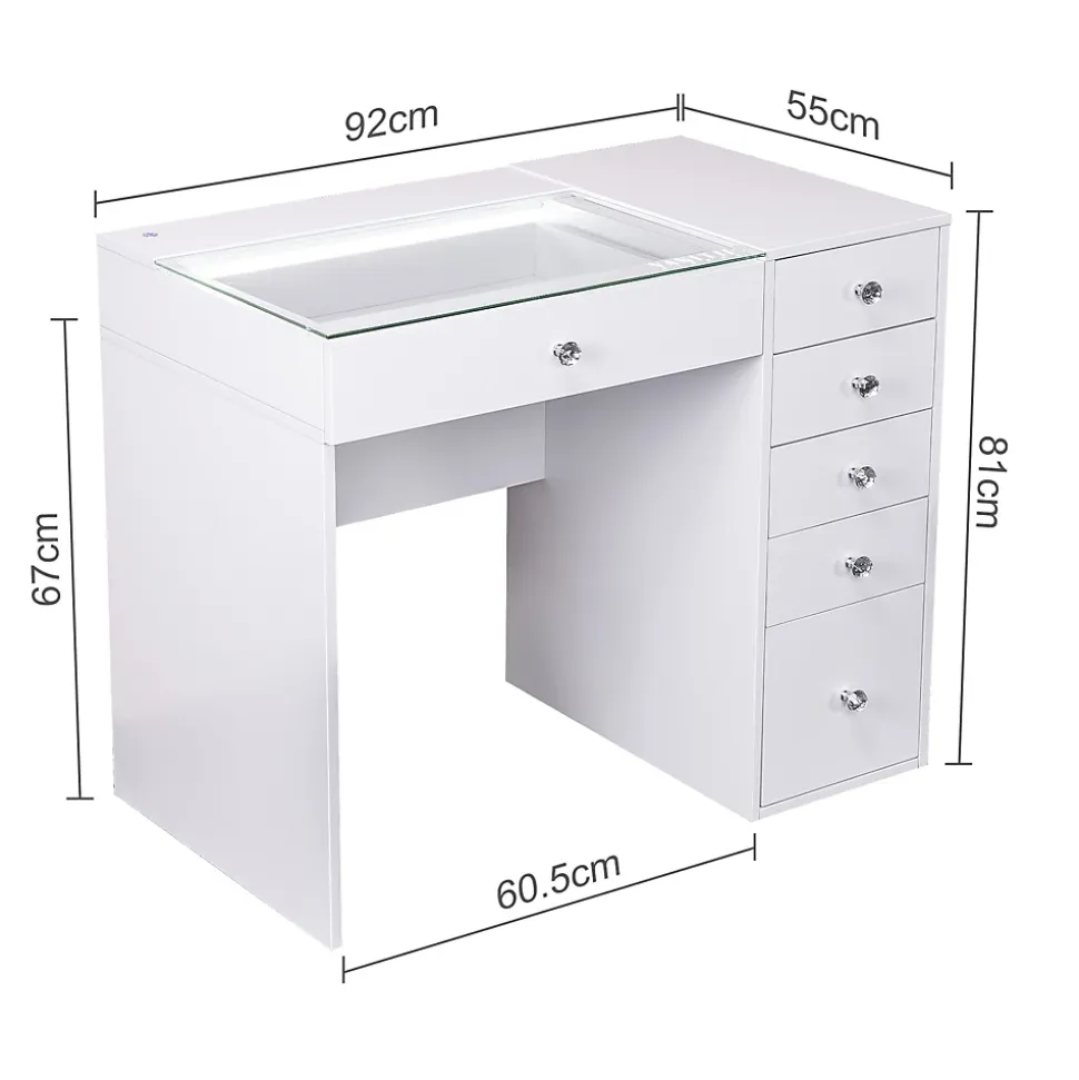Coiffeuse avec éclairage LED Blanc 92 cm+ 6 Tiroir