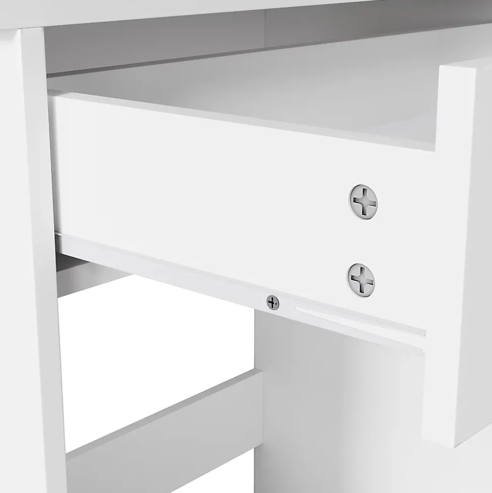Coiffeuse avec LED Miroir SIRHONA Blanche 70x40x140cm Table de Maquillage avec Grands Tiroirs et étagères