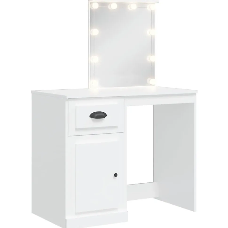 Coiffeuse avec lumières LED blanc 90x42x132,5 cm