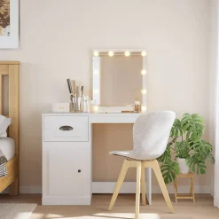 Coiffeuse avec lumières LED blanc 90x42x132,5 cm