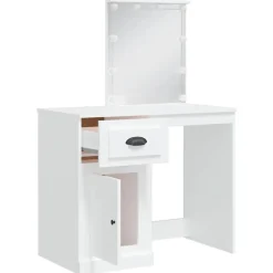 Coiffeuse avec lumières LED blanc 90x42x132,5 cm