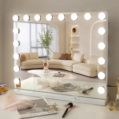 Coiffeuse avec Miroir à Éclairage LED RGB Dimmable Blanc 130cm 11 Tiroirs