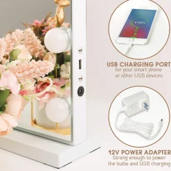 Coiffeuse avec Miroir à Éclairage LED RGB Dimmable Blanc 130cm 11 Tiroirs